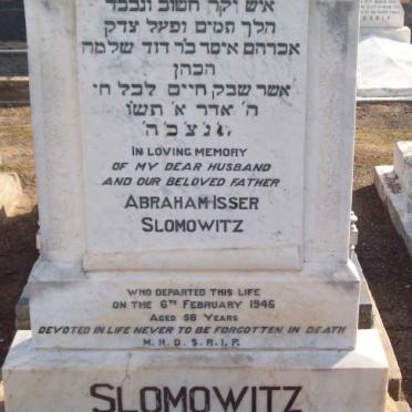 SLOMOWITZ  Abraham Isser  -1946 