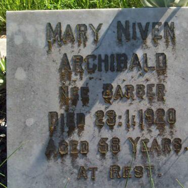 ARCHIBALD Mary Niven nee BARBER -1920