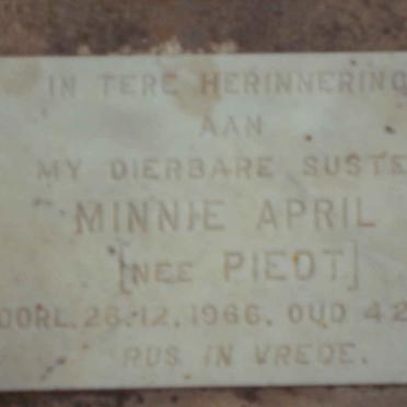 APRIL Minnie nee PIEDT -1966