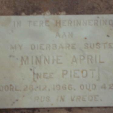 APRIL Minnie nee PIEDT -1966
