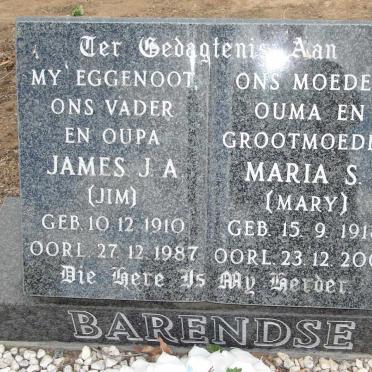 BARENDSE James J.A. 1910-1987 &amp; Maria S. 1918-2001