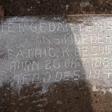 BEZUIDENHOUT Beatric K. 1863-1948