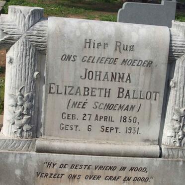 BALLOT Elizabeth nee SCHOEMAN 1850-1931