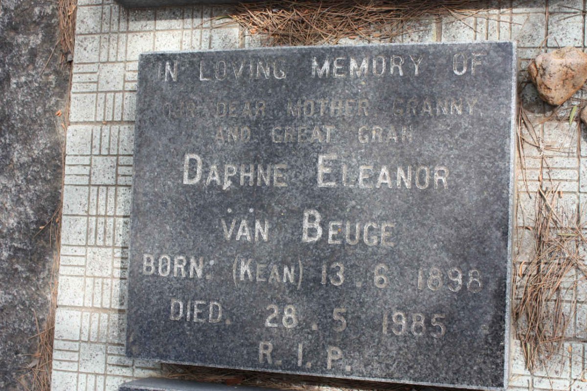 BEUGE Daphne Eleanor nee KEAN 1898-1985