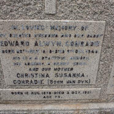 CONRADIE Edward Alwyn 18?8-1948 &amp; Christina Susanna VAN DYK 1878-1951