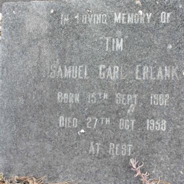 ERLANK Samuel Carl 1902-1958
