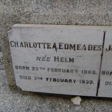 EDMEADES John R.B. 1853-1928 &amp; Charlotte A. HELM 1868-1930