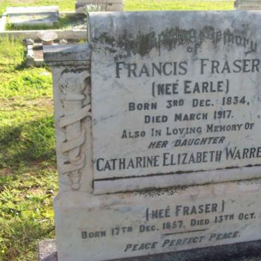 FRASER Francis nee EARLE  1934-1917 :: WARREN Catharine Elizabeth nee FRASER  1857-1915