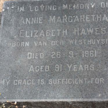 HAWES Annie Margaretha Elizabeth nee VAN DER WESTHUIZEN -1961