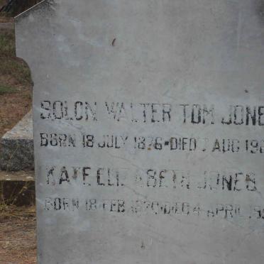 JONES Solon Walter Tom 1876-1962 &amp; Kate Elizabeth 1870-1954