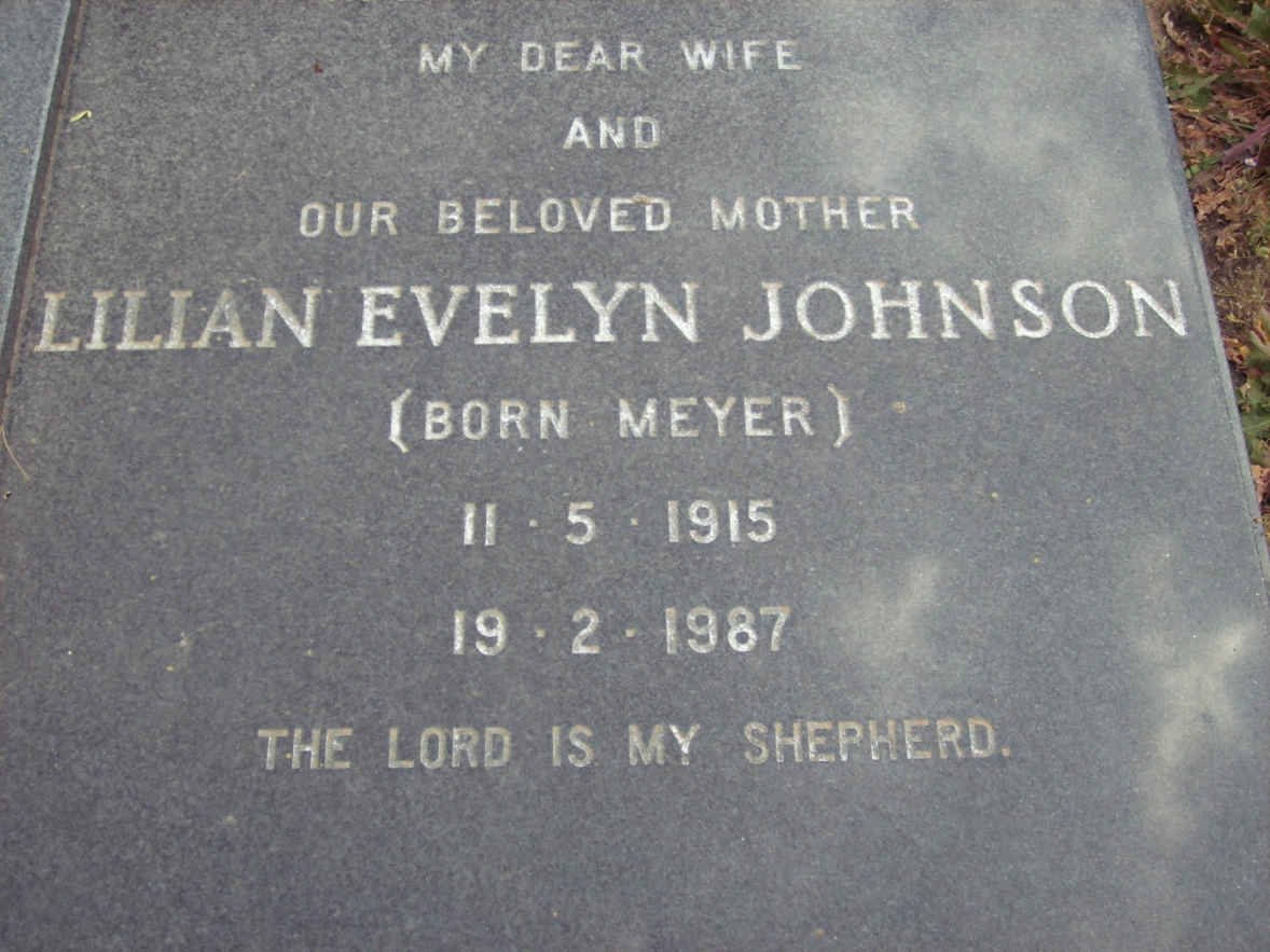 JOHNSON Lilian Evelyn nee MEYER 1915-1987