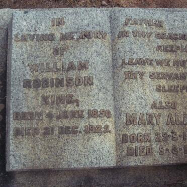 KING William Robinson 1850-1925 &amp; Mary Alice 1856-1931