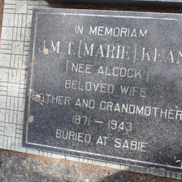 KEAN J.M.T nee ALCOCK 1871-1943