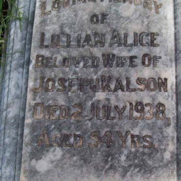 KALSON Lilian Alice  -1938 