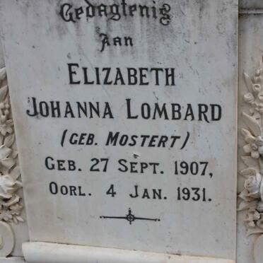 LOMBARD Elizabeth Johanna nee MOSTERT 1907-1931