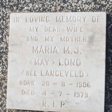 LONG Maria M.J. nee LANGEVELD 1906-1979