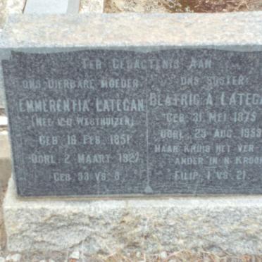 LATEGAN Emmerentia nee v.d. WESTHUIZEN 1851-1927 :: LATEGAN Beatric A. 1875-1959