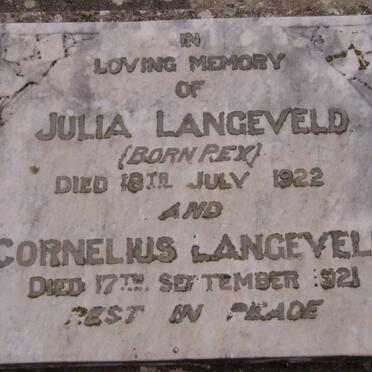 LANGEVELD Cornelius -1921 &amp; Julia Rex -1922