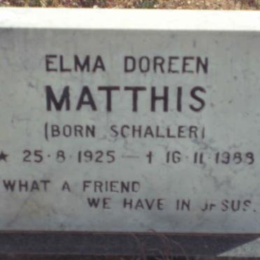 MATTHIS Elma Doreen nee SCHALLER 1925-1988