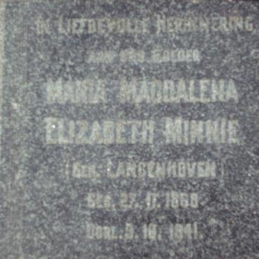 MINNIE Maria Magdalena Elizabeth nee LANGENHOVEN 1868-1941