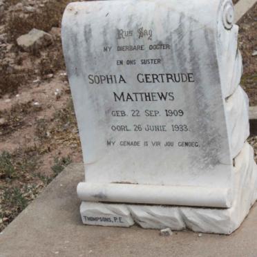 MATTHEWS Sophia Gertrude 1909-1933
