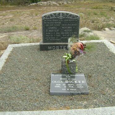 MOSTERT Samuel S. 1889-1955 &amp; Wilhelmina F. GOUWS 1896-1978 :: DICKER Olga 1922-2004