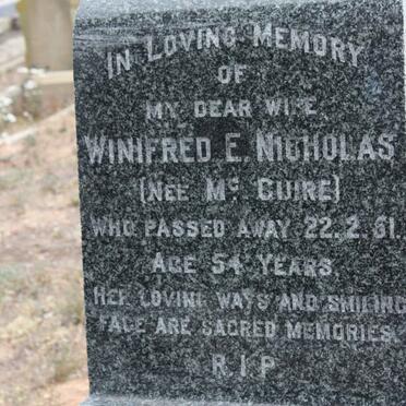 NICHOLAS Winifred E. nee McCUIRE -1951