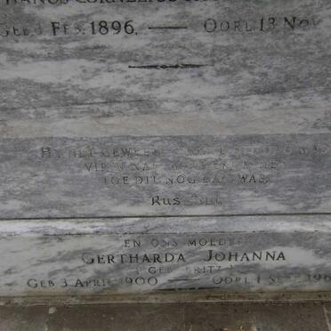 NIEKERK Gertharda Johanna, van nee BRITZ 1900-1968