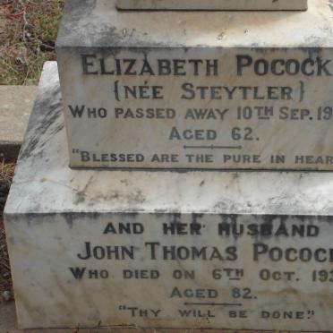 POCOCK John Thomas  -1933 &amp; Elizabeth STEYTLER  -1923