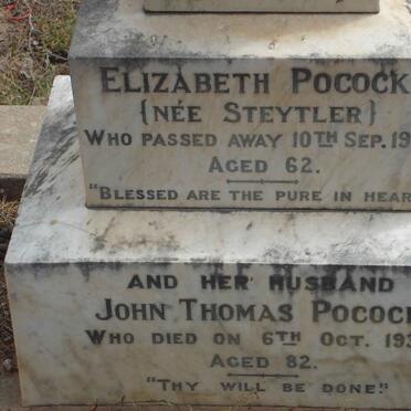 POCOCK John Thomas  -1933 &amp; Elizabeth STEYTLER  -1923