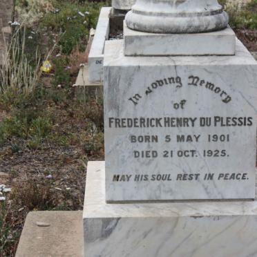PLESSIS Frederick Henry, du 1901-1925