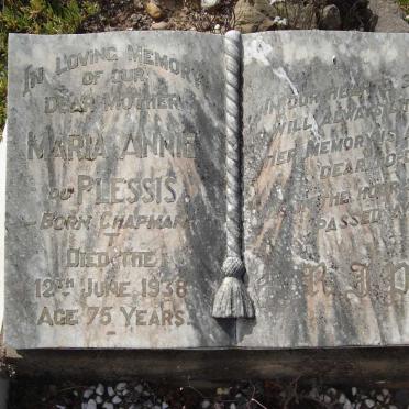 PLESSIS Maria Annie, du nee CHAPMAN -1938