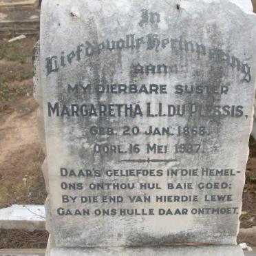 PLESSIS Margaretha L I, du 1868-1987