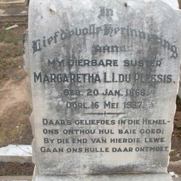 PLESSIS Margaretha L I, du 1868-1987