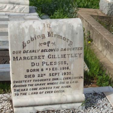 PLESSIS Margeret Gillietley, du 1916-1935