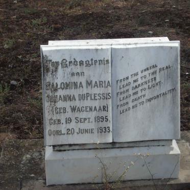 PLESSIS Salomina Maria Johanna, du nee WAGENAAR 1895-1933