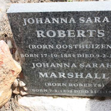 ROBERTS Johanna Sarah nee OOSTHUIZEN 1884-1914 :: Johanna Sarah MARSHALL nee ROBERTS 1909-1999