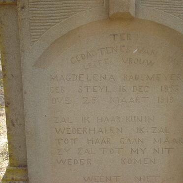 RADEMEYER Magdelena nee STEYL 18?8-1918