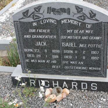 RICHARDS Jack 1898-1991 &amp; Isabel POTTS 1907-1982