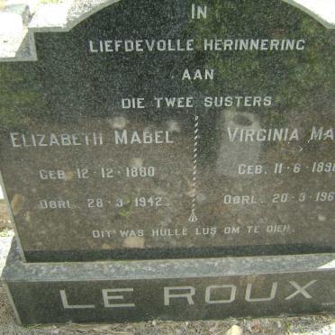 ROUX Elizabeth Mabel, le 1880-1942 :: LE ROUX Virginia Maria 1890-1964