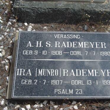 RADEMEYER A.H.S. 1908-1980 &amp; Ira MUNRO 1907-1995