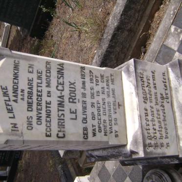 ROUX Stephanus Daniel, le 1874-1949 &amp; Christina Gesina OLIVIER 1878-1937