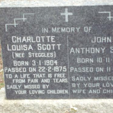 SCOTT John Anthony 1897-1962 &amp; Charlotte Louisa STEGGLES 1904-1975