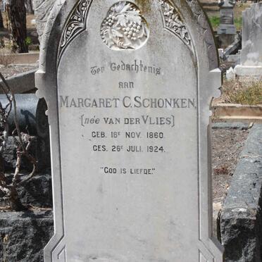 SCHONKEN Margaret C. nee VAN DER VLIES 1860-1924