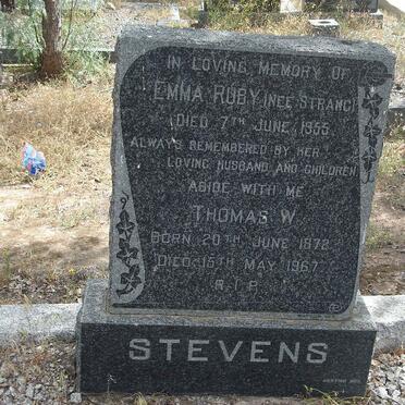 STEVENS Thomas W. 1872-1967 &amp; Emma Ruby STRANG  -1955
