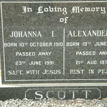 SCOTT Alexander W. 1902-1974 &amp; Johanna I. 1910-1991