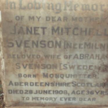 SVENSON Janet Mitchell nee MILNER -1908