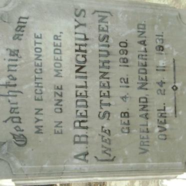 REDELINGHUYS A.B. nee STEENHUISEN 1890-1931