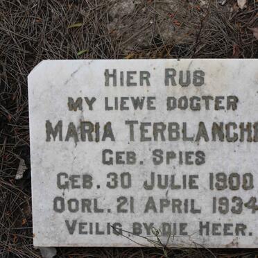 TERBLANCHE Maria nee SPIES 1900-1934
