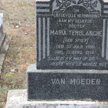 TERBLANCHE Maria nee SPIES 1900-1934